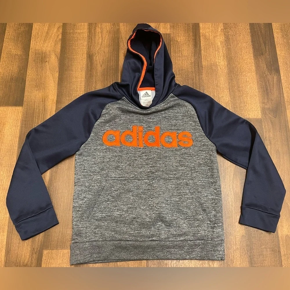 Adidas Gray and Blue Athletic Sweater